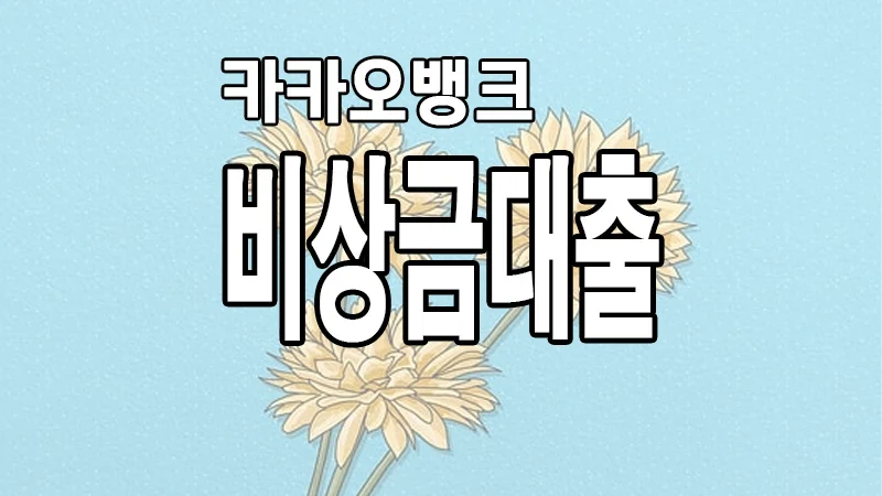카카오뱅크 비상금대출 한도 금리 주부 무직자 소액대출 마이너스통장