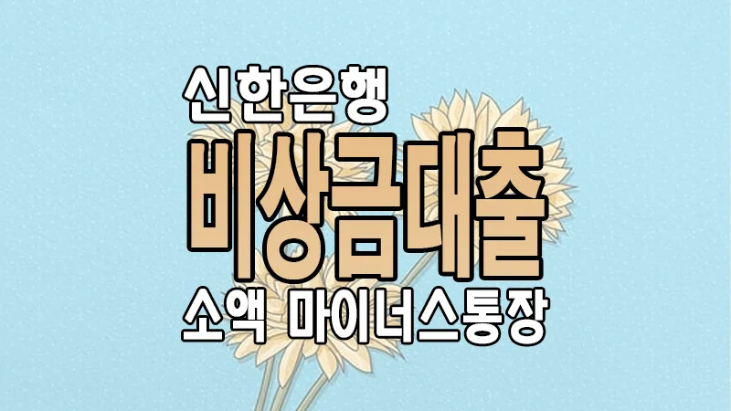 신한은행 비상금대출 무직자 소액 마이너스통장 자격 금리 한도