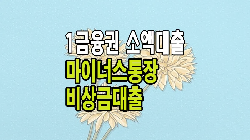 1금융권 은행 소액대출 비상금대출 마이너스통장 상품 모음