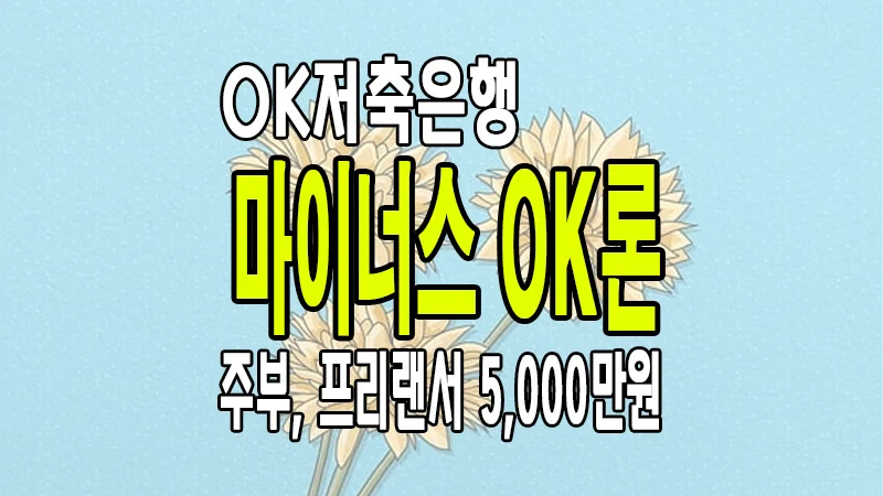 OK저축은행 마이너스 OK론 주부, 프리랜서 이용가능 최대 5,000만 원 신용대출 조건 한도 금리