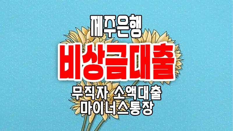 무직자 소액대출 제주은행 비상금대출 마이너스통장 요약 정리